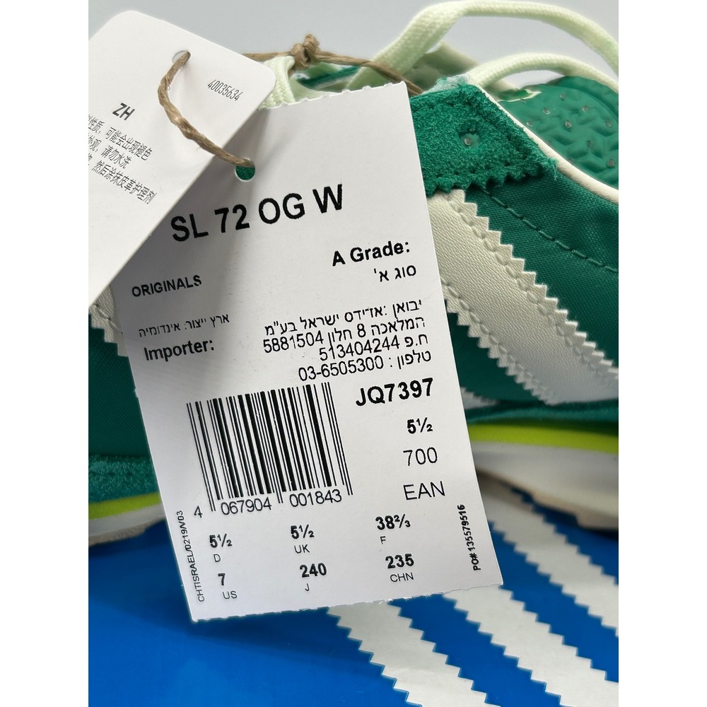 Adidas SL 72 OG W Women Size 7 Green Ivory JQ7397 Retro Suede Nylon New With Box - Picture 4 of 8
